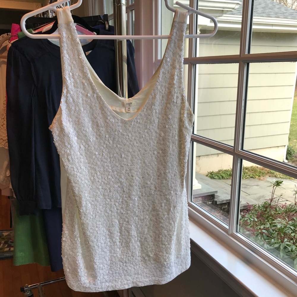Cream/white sequenced top - lightweight